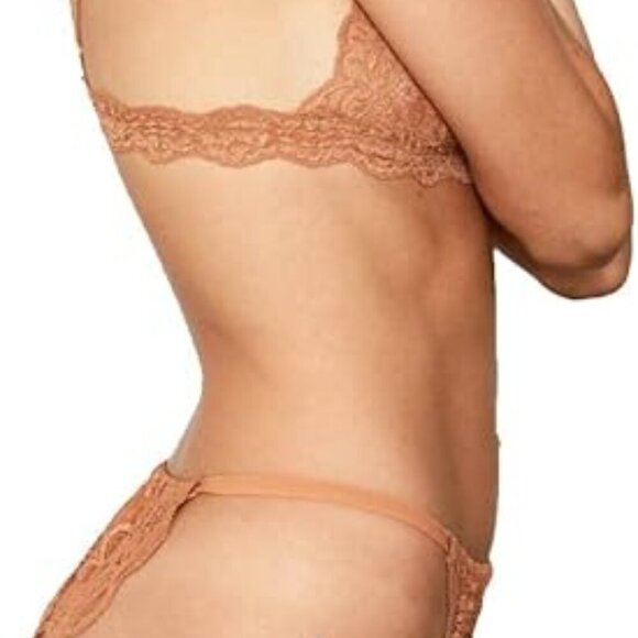 NWT $68 HAH 2-PIECE SET Lace Chi Bralittle & Chase Me Down Panty Brown Sugar XS - Picture 2 of 10